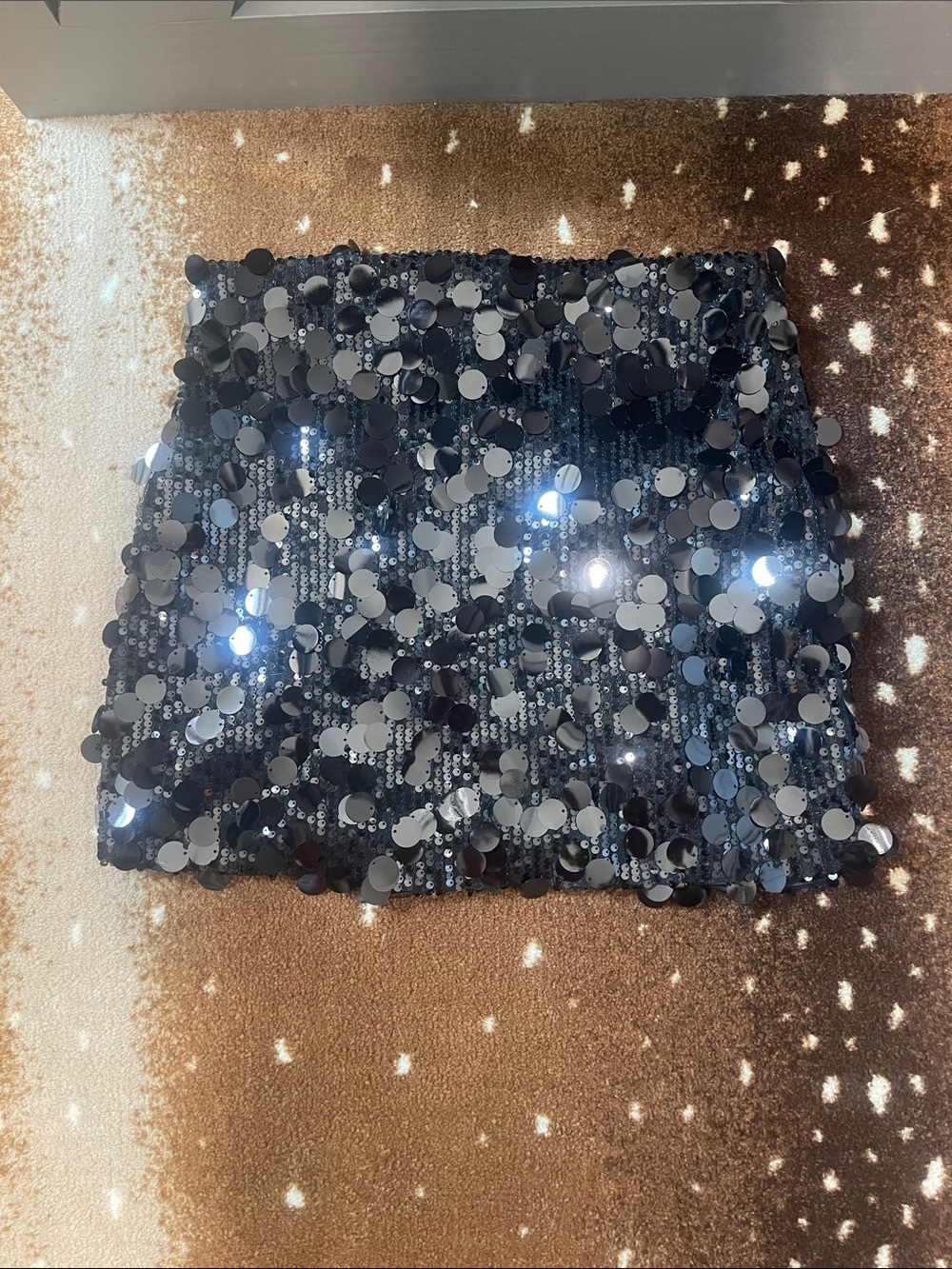 Black Sequin Mini Skirt - Women